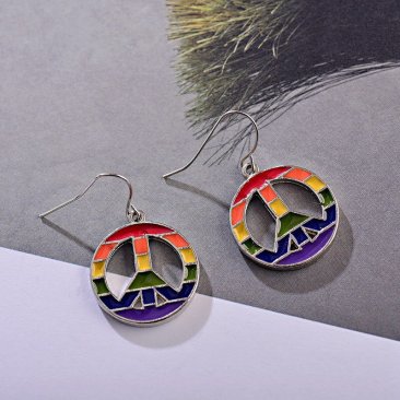 Rainbow Pride Peace Dangle Hanging Earrings