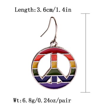 Rainbow Pride Peace Dangle Hanging Earrings