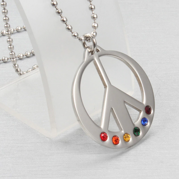 Rainbow Pride Peace Pendant Necklace