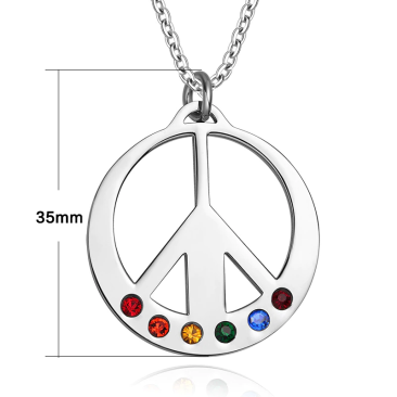 Rainbow Pride Peace Pendant Necklace