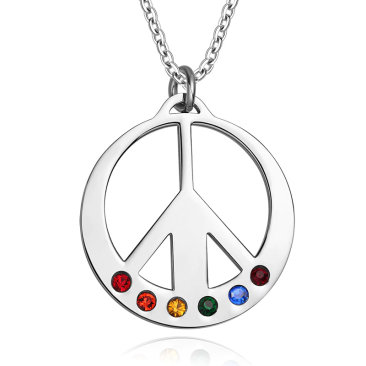 Rainbow Pride Peace Pendant Necklace