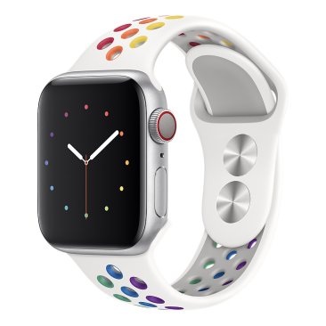 Apple Watch Band - LGBT Rainbow Design Silicone White/Rainbow Replacement Band for Apple Watch 38mm/42mm