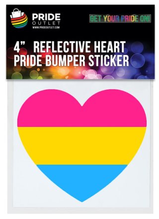 PrideOutlet Reflective Pansexual Pride 4" Inch Heart Bumper Sticker