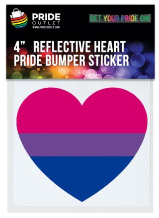 PrideOutlet Reflective Bisexual Pride 4" Inch Heart Bumper Sticker