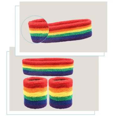 Rainbow Athletic Sweatband Set (1 Headband + 2 Wristbands)