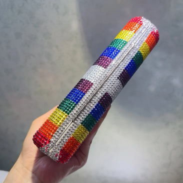 Rainbow Crystal Half-Moon Clutch – Sparkle with Pride