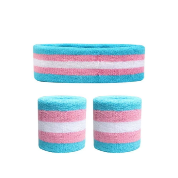 Transgender Athletic Sweatband Set (1 Headband + 2 Wristbands)
