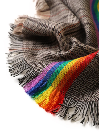 Handmade Rainbow & Plaid Winter Scarf