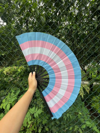 Transgender Pride Folding Hand Fan – 25" Wide