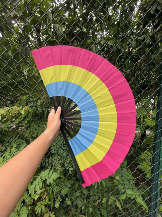 Pansexual Pride Folding Hand Fan – 25" Wide
