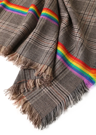 Handmade Rainbow & Plaid Winter Scarf