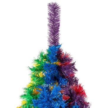 7ft Artificial Colorful Rainbow Full Fir Christmas Tree Holiday Seasonal Decoration w/ 1,213 Branch Tips, White Metal Stand