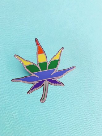 Rainbow Marijuana Leaf Lapel Pin