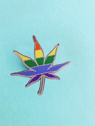 Rainbow Marijuana Leaf Lapel Pin