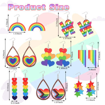 Rainbow LOVE Letter Earrings