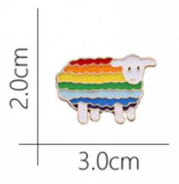 Retro Rainbow Sheep Lapel Pin