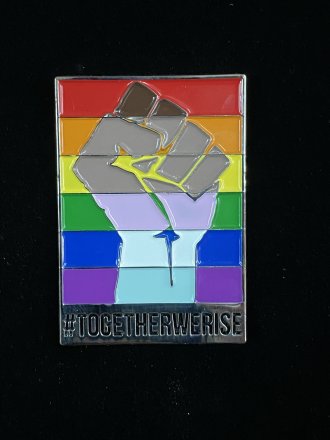 #TogetherWeRise, Black Lives Matter BLM, Raised Fists Enamel Pin