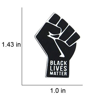BLM Black Lives Matter Fist of Solidarity Lapel Pin in Black