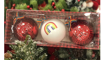 Rae Dunn - Set of 3 Christmas Ornaments - Love Is Love, Love Wins