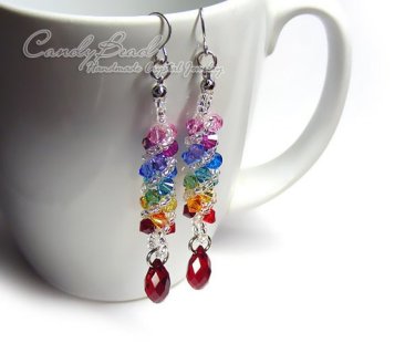Sparkling Rainbow Swarovski Twist Earrings