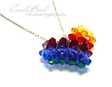 Sparkling Rainbow Swarovski Heart Necklace