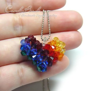 Sparkling Rainbow Swarovski Heart Necklace