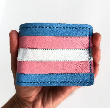 Handmade Transgender Pride Leather Bi-fold Wallet