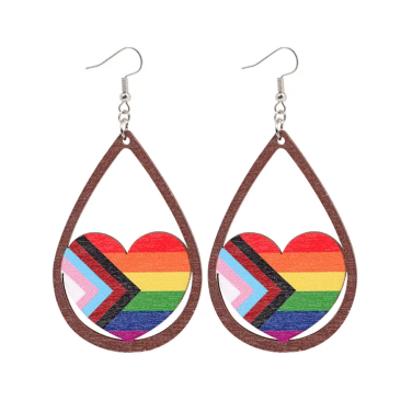 Progress Pride Heart Teardrop Earrings
