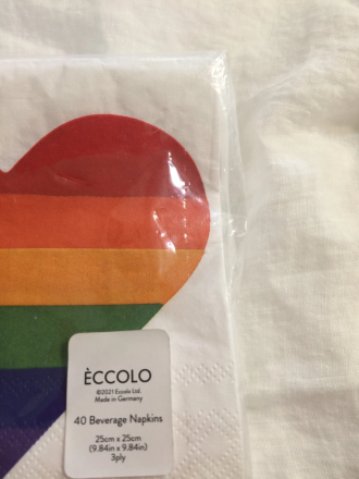 Rainbow Hear Beverage Napkins by Eccolo 40 Pack 9.84”x 9.84” 3 Ply