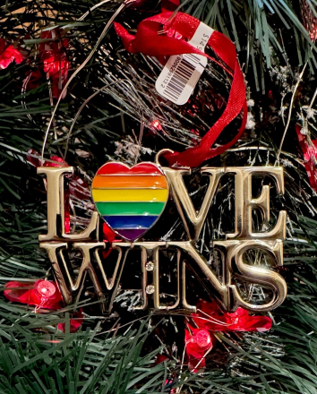 Harvey Lewis Rainbow "Love Wins" Holiday Ornament w/ Fine Crystals LGBTQ