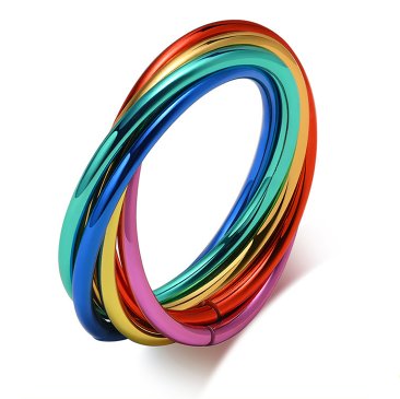 Trinity Rolling Rainbow Interlocked Pride Rings