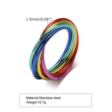 Trinity Rolling Rainbow Interlocked Pride Rings