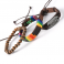 Handmade Woven Pride Rainbow Leather Bracelet Set 1