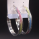 Frosted Rainbow Large Silver Hoop Earrings