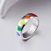 Titanium Steel Rainbow Love Heart Ring