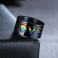 Spinner LOVE ring with Rainbow Inlay in Black