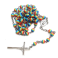 Rainbow Resin Rosary Necklace with Crucifix Pendant