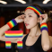 Rainbow Athletic Sweatband Set (1 Headband + 2 Wristbands)