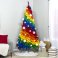 7ft Artificial Colorful Rainbow Full Fir Christmas Tree Holiday Seasonal Decoration w/ 1,213 Branch Tips, White Metal Stand