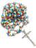 Rainbow Resin Rosary Necklace with Crucifix Pendant