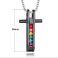 Stainless Steel Pride Pendant Rainbow Cross Black Base Necklace