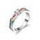 Sterling Silver Engagement Ring with Cubic Zirconia Rainbow