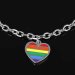 Stainless Steel Bracelet Chain Bracelet Dangling Heart Rainbow