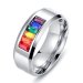 Titanium Stainless Steel Rainbow Crystal Ring
