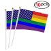 10pk Hand American Rainbow Pride Flags 8.5" by 5.5"