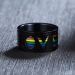 Spinner LOVE ring with Rainbow Inlay in Black