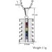 Stainless Steel and Zircon Rainbow Pendant Statement Necklace