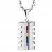 Stainless Steel and Zircon Rainbow Pendant Statement Necklace