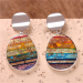 Rainbow Imperial Jasper Stone Stud Drop Earrings