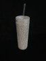 Rhinestone Covered Acrylic Skinny Tumbler 16 oz Cup with Straw